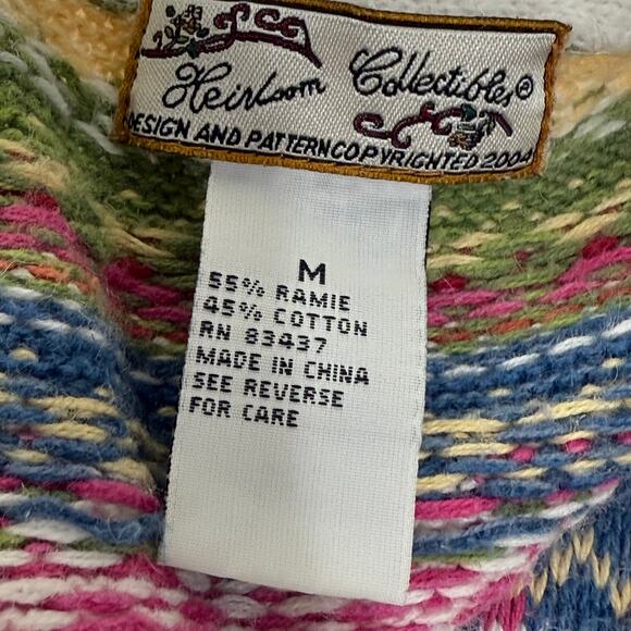 Vintage Y2k Fair Isle Knit Cardigan Sweater Winter Cottage Prairie Grandma M - Picture 6 of 7